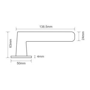 Stainless Steel Lever Handle on Concealed 4mm Bearing Square Rose 50mm with Escutcheons 138.5mm Length Satin British Hardware