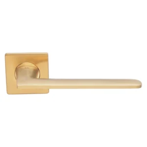 Stainless Steel Lever Handle on Concealed 4mm Bearing Square Rose 50mm with Escutcheons 138.5mm Length Satin Champagne Gold PVD British Hardware