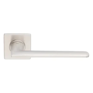 stainless steel lever handle on square rose with escutcheon for home doors, office doors and interior doors