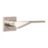 EuroArt Lever Handle on Square Rose with Escutcheons 135mm Satin Nickel British Hardware