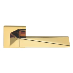 EuroArt Lever Handle on Square Rose with Escutcheons 135mm Polished Brass PVD British Hardware