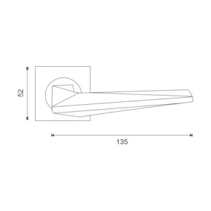 Lever Handle on Square Rose with escutheons Length 135mm Bristitsh Hardware