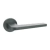 modern lever handle on round rose with escutcheon for interior doors