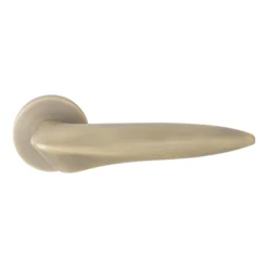 modern lever handle on round rose with escutcheons for interior doors