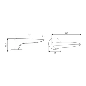 EuroArt Lever Handle on Round Rose with Escutcheons 148mm British Hardware