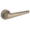 modern lever handle on round rose with escutcheons for interior doors
