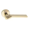 modern lever handle on round rose with escutcheons for interior doors