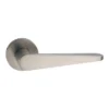 modern lever handle on round rose with escutcheons for interior doors