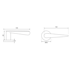 EuroArt Lever Handle on Round Rose with Escutcheons 155mm British Hardware