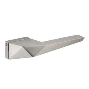 EuroArt Lever Handle on Square Rose with Escutcheons 157mm Matt Satin Nickel British Hardware