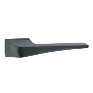 EuroArt Lever Handle on Square Rose with Escutcheons 161mm Matt Black British Hardware