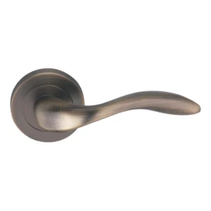 lever handle on round rose with escutcheons for interior doors