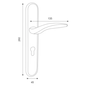 lever handle on round rose with escutcheons for interior and main doors