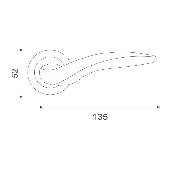 lever handle on round rose with escutcheon for doors