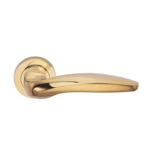 lever handle on round rose with escutcheon for doors