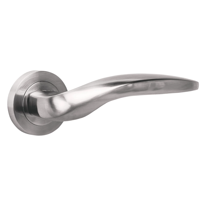 lever handle on round rose with escutcheon for doors