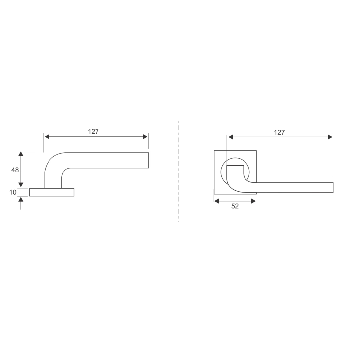 lever handle on square rose with escutcheon for doors