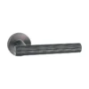 modern lever handle on round rose with escutcheon for interior doors