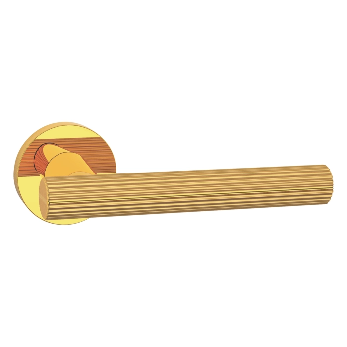 modern lever handle on round rose with escutcheon for interior doors