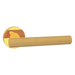 EuroArt Lever Handle on Round Rose with Escutcheons 145mm Polished Brass - Satin Brass British Hardware