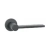 modern lever handle on round rose with escutcheon for interior doors