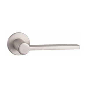 modern lever handle on round rose with escutcheon for interior doors