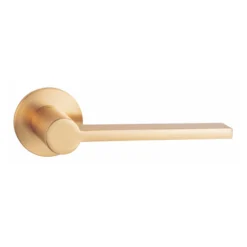 modern lever handle on round rose with escutcheon for interior doors