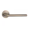 modern lever handle on round rose with escutcheons for interior doors