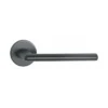 modern lever handle on round rose with escutcheons for interior doors