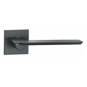EuroArt Lever Handle on Round Rose with Escutcheons 138mm Matt Black British Hardware