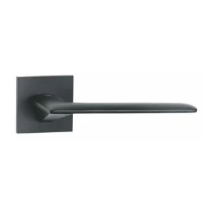 EuroArt Lever Handle on Round Rose with Escutcheons 139mm Matt Black British Hardware