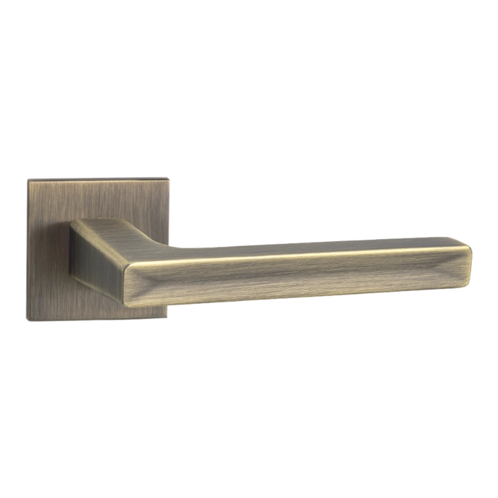 lever handle on square rose with escutcheons for doors