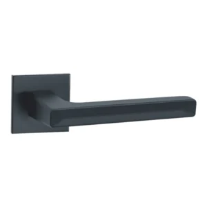 lever handle on square rose with escutcheons for doors