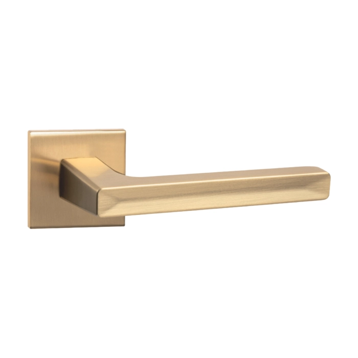 lever handle on square rose with escutcheons for doors