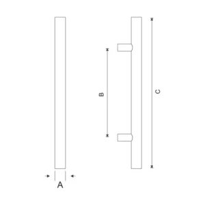 Stainless steel T bar door pull handle for doors