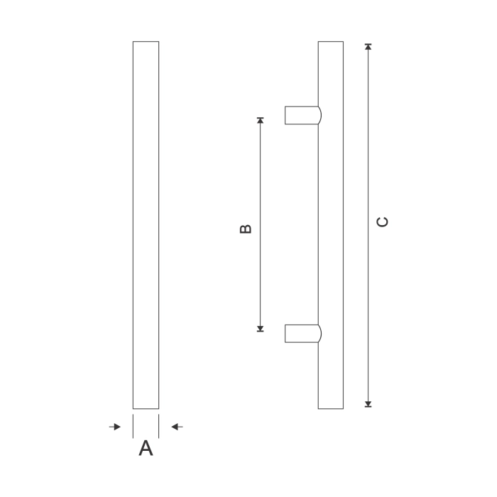 Stainless steel T bar door pull handle for doors