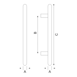 Stainless steel oval T door pull handle for modern doors