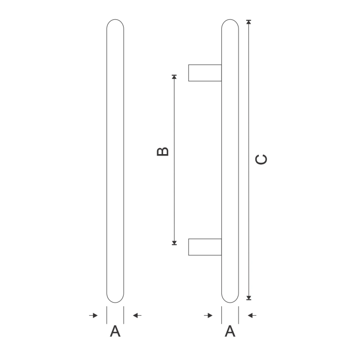 Stainless steel oval T door pull handle for modern doors