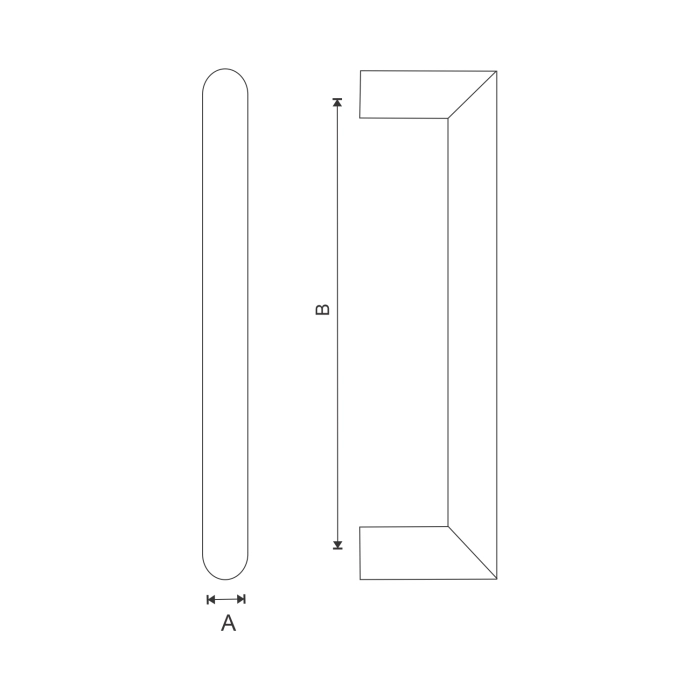 Stainless steel mitred door pull handle for doors