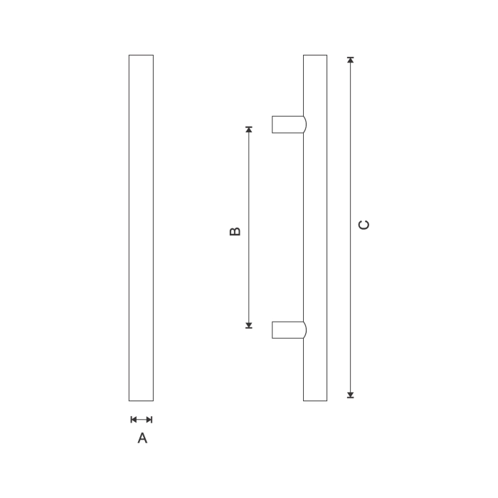 Stainless steel T bar door pull handle for modern and commercial doors