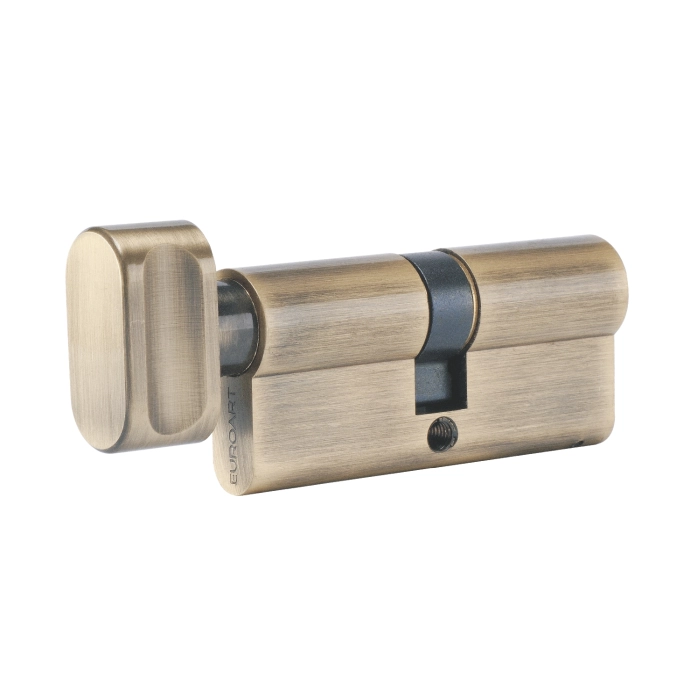 Brass 6 pin key and turn lock cylinder with keys