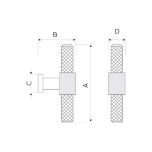 Brass matrix T cabinet knob