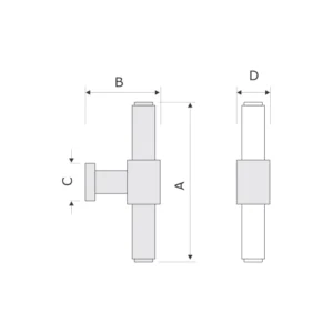 Brass sheen T cabinet knob