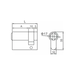 EuroArt brass 6 pin single cylinder lock 45mm with 3 keys stainless steel
