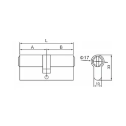 Brass 6 pin double lock cylinder with keys and SS bolt