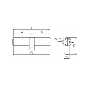 Brass 6 pin double lock cylinder with keys and SS bolt