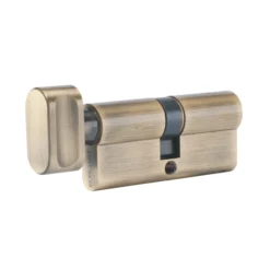 Brass 6 pin key and turn lock cylinder with keys and SS bolt