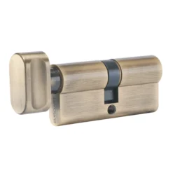 Brass 6 pin key and turn lock cylinder with keys and SS bolt