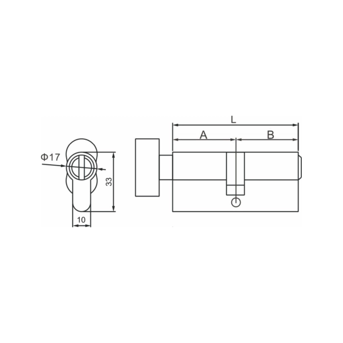 Brass euro bathroom cylinder with turn and emergency release