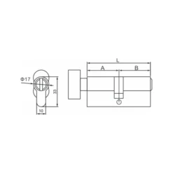 Brass euro bathroom cylinder with turn and emergency release